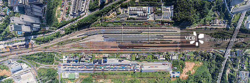 深圳市龙岗区平湖南火车站航拍图图片素材