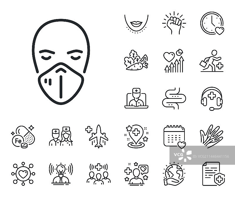 医用口罩线条图标，安全呼吸图片素材