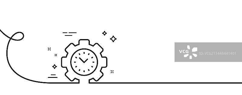 时间管理线性图标时钟齿轮标志图片素材