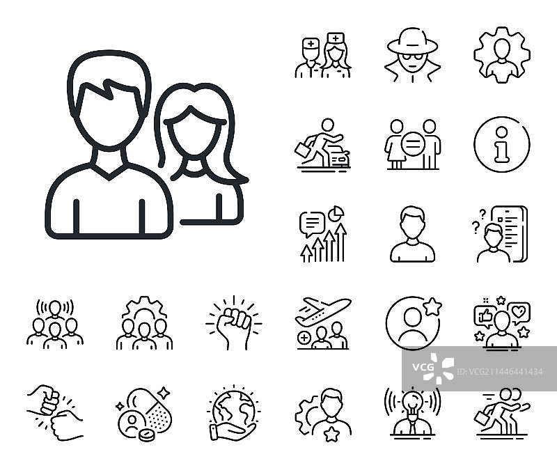 情侣线条图标，用户或团队合作标志图片素材