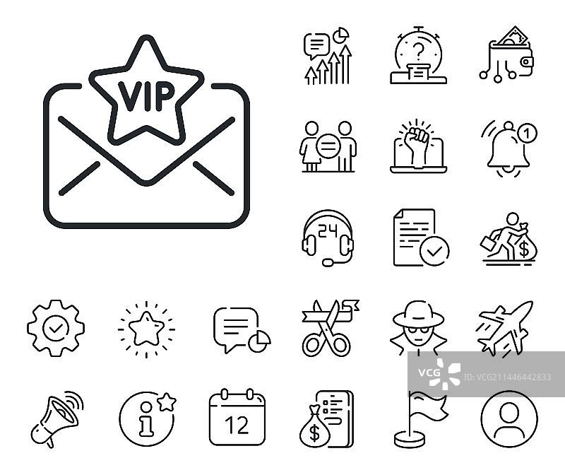 非常重要的VIP字母邮件线条图标图片素材