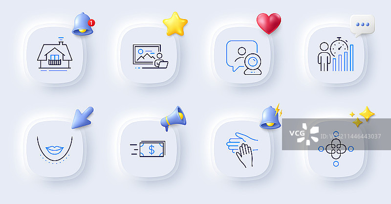 包含视频会议功能的摄影棚线性设计图片素材