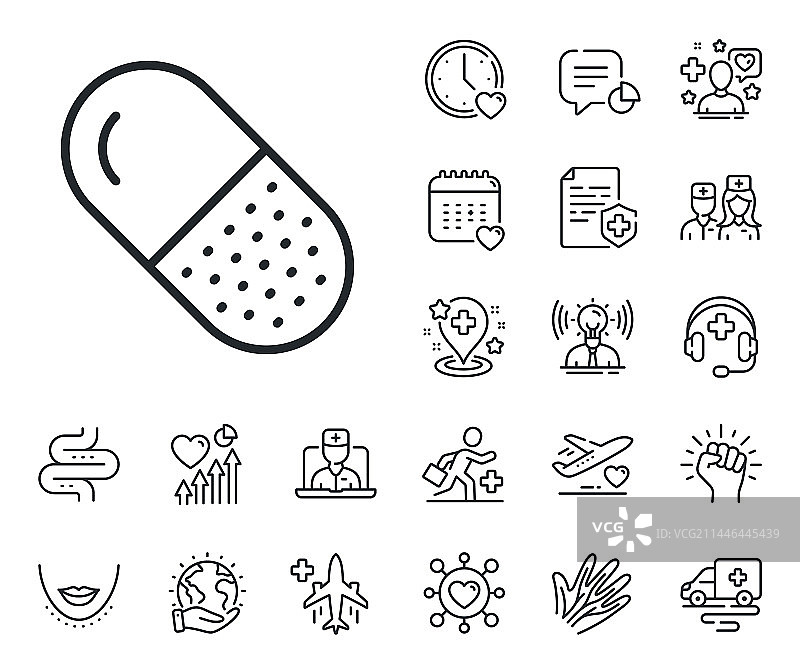 医疗药物胶囊线条图标图片素材