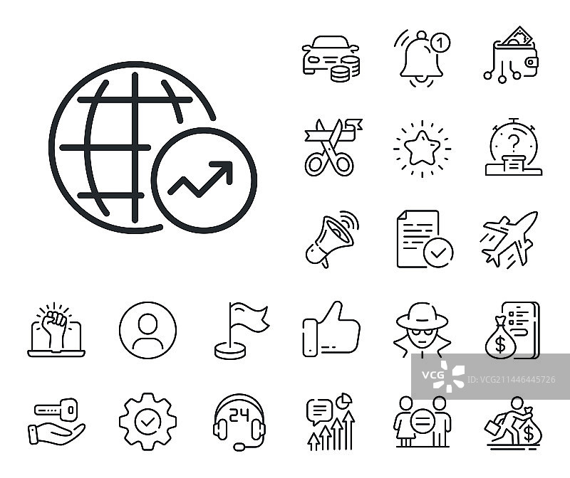 世界统计数据线性图标图表，工薪族图片素材