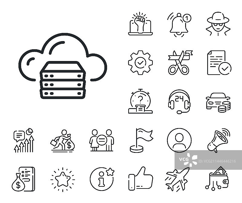 云计算服务器数据线条图标图片素材