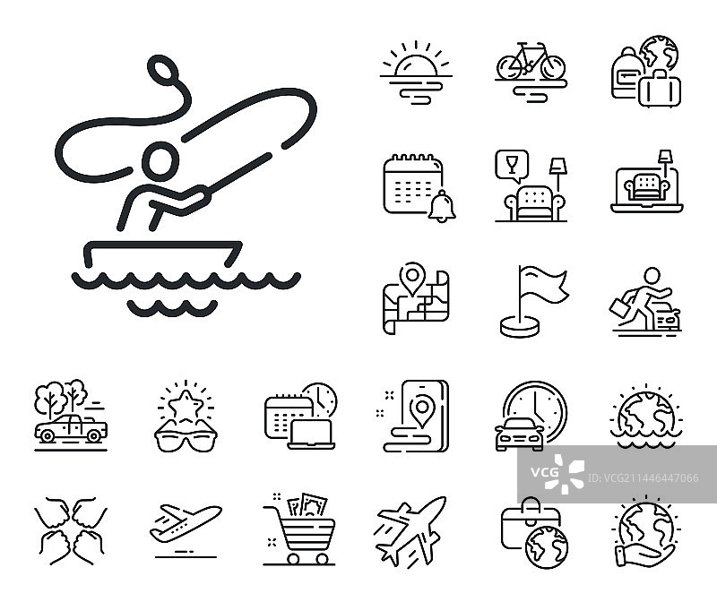 渔夫与旋转渔线轮钓鱼图标图片素材