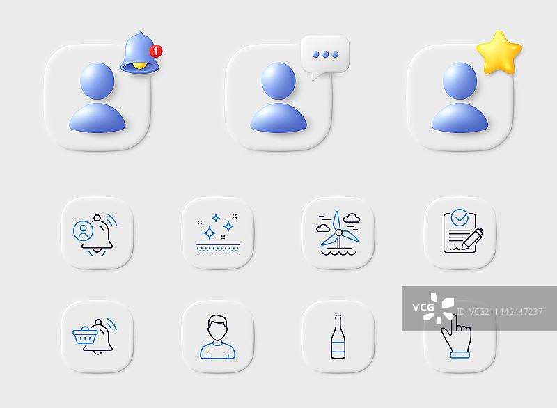 头像拍摄、点击手部和干净皮肤线条图标图片素材