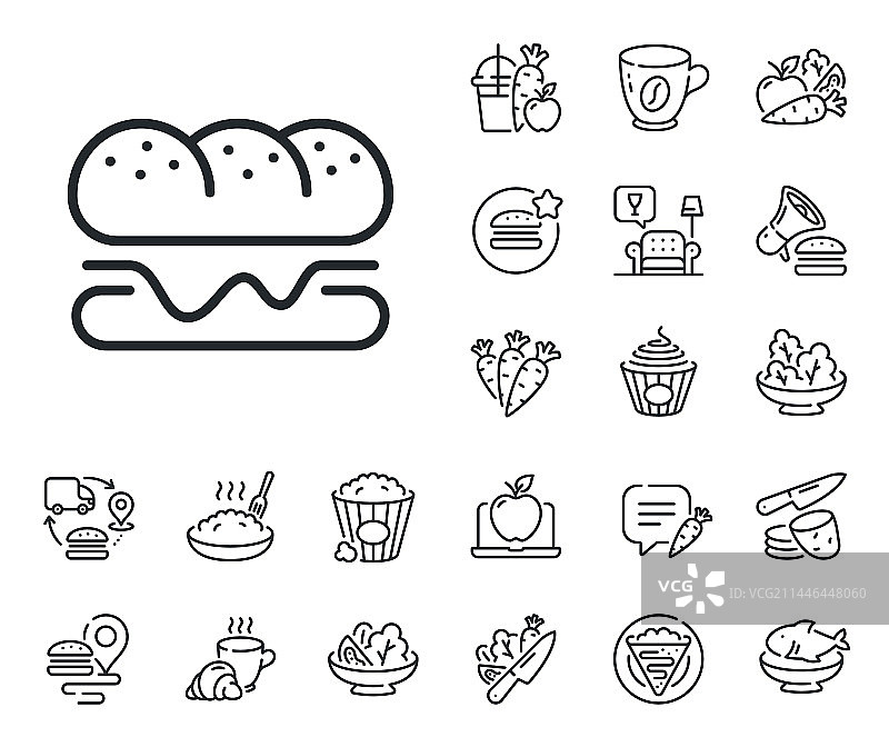 汉堡线条图标快餐标志可丽饼甜点图片素材