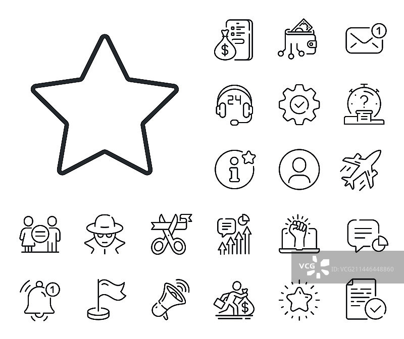 最佳职级标志工薪族性别的星星线条图标图片素材