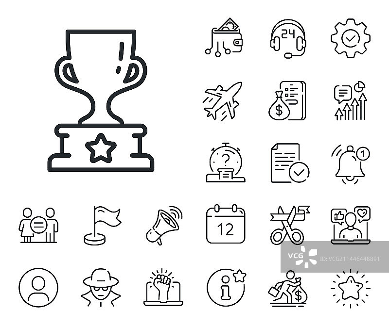 奖杯线条图标，奖杯标志图片素材