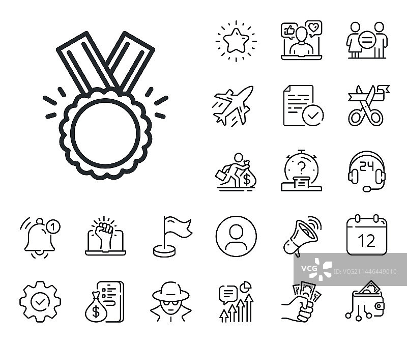 奖章线条图标：获胜者成就图片素材