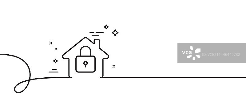 锁线性图标：家庭保护标志图片素材