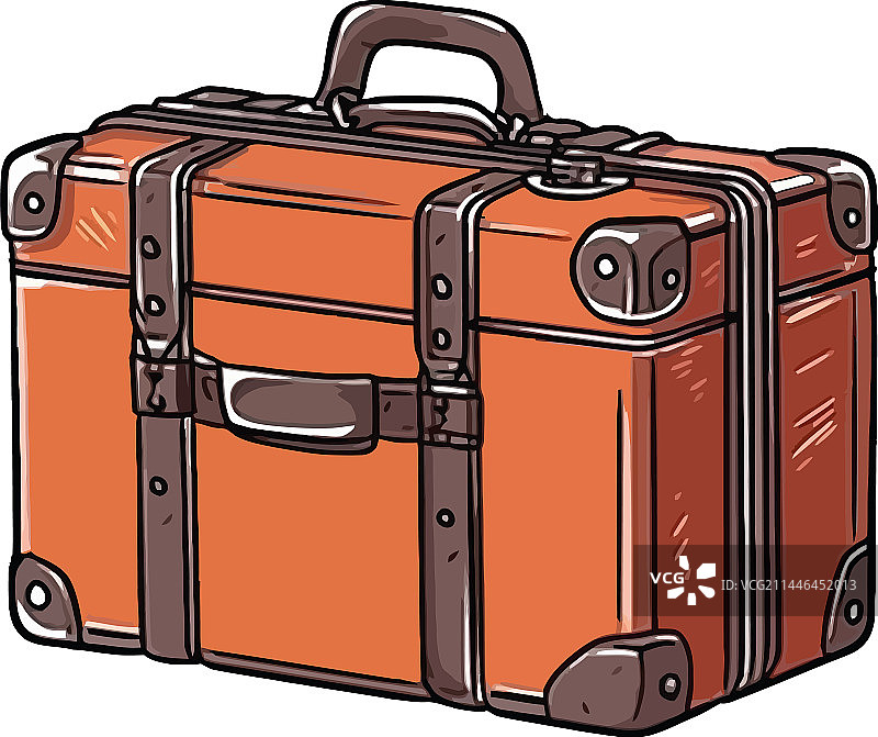 带皮手柄的古董旅行箱图片素材