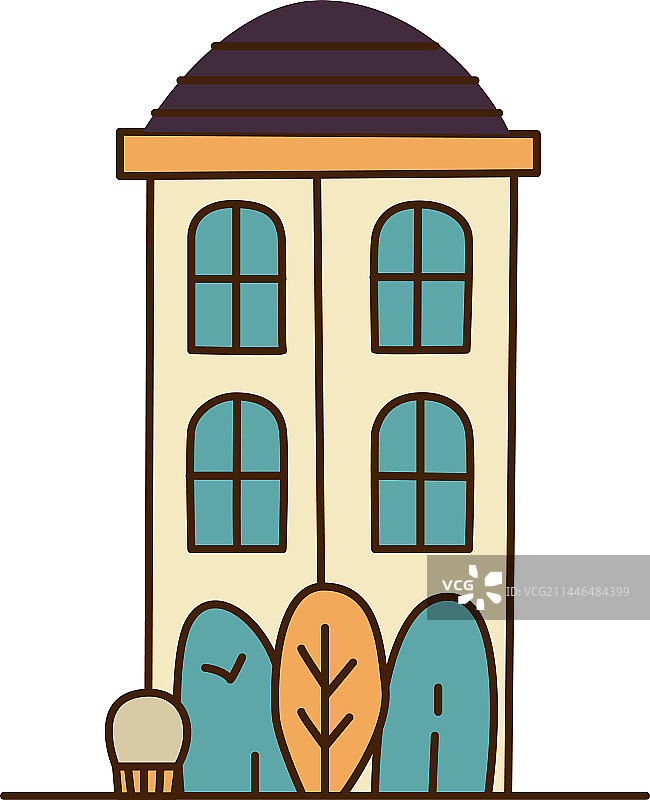 黄色小农舍扁平设计图片素材