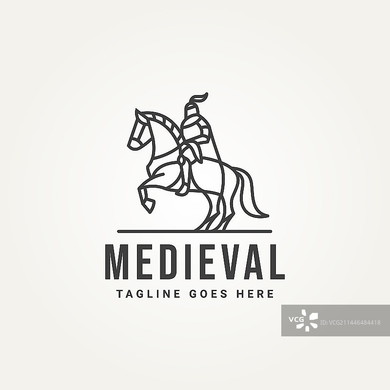 极简中世纪骑士线条图标logo图片素材