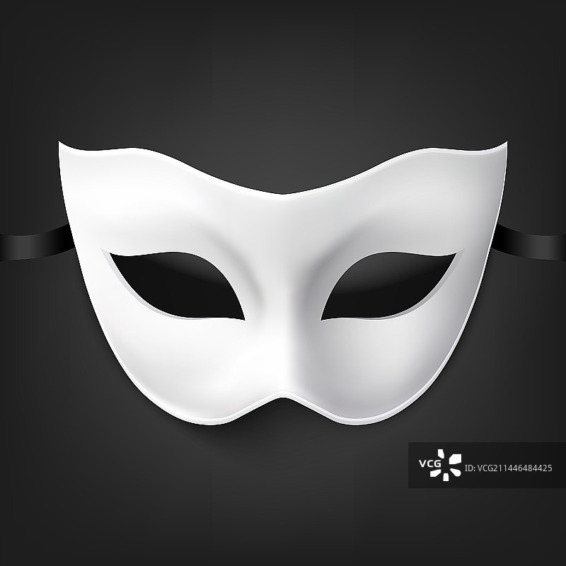 3D逼真空白白色狂欢节复古面具图片素材