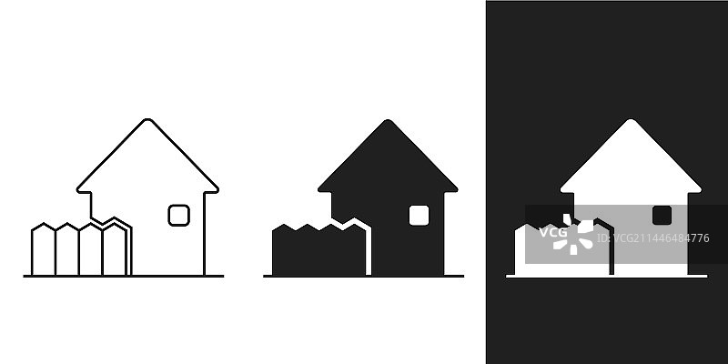 白色背景上的简约木制房屋围栏图标图片素材