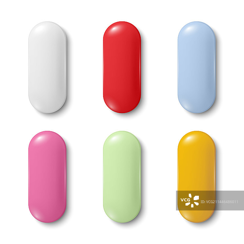 逼真的椭圆形药用药丸图片素材