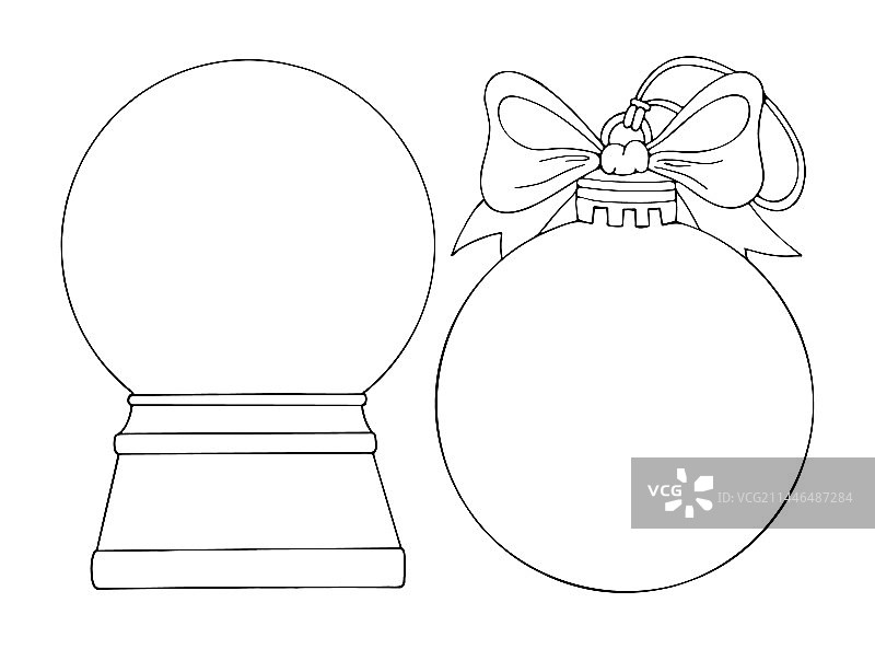 圣诞节雪花球线条涂色书图片素材