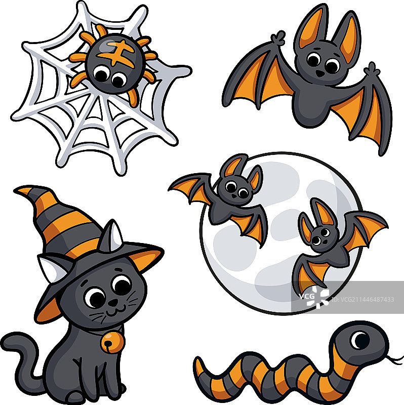 万圣节卡通动物蜘蛛合集图片素材