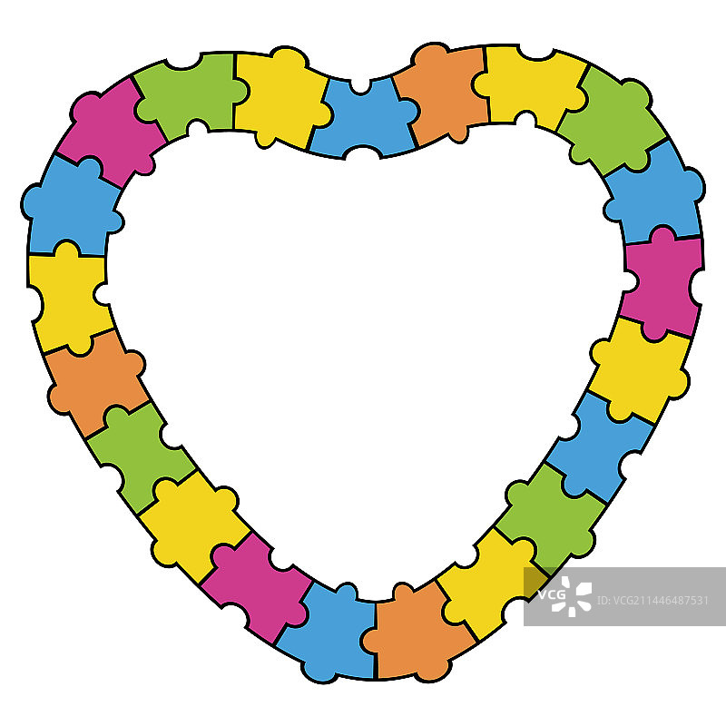 抽象拼图爱心边框图片素材