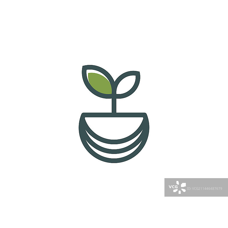 具有现代简约线条艺术风格的自然Logo图片素材