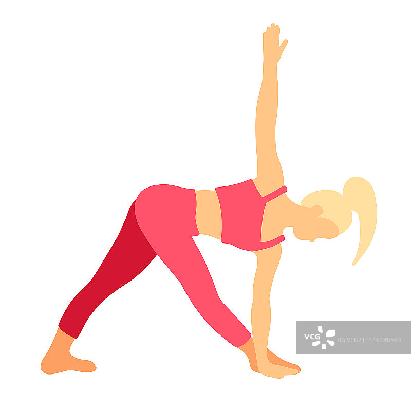 摆出瑜伽姿势的金发马尾辫女人图片素材