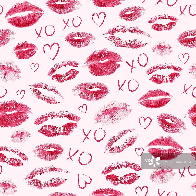 浪漫亲吻爱心印花无缝图案图片素材
