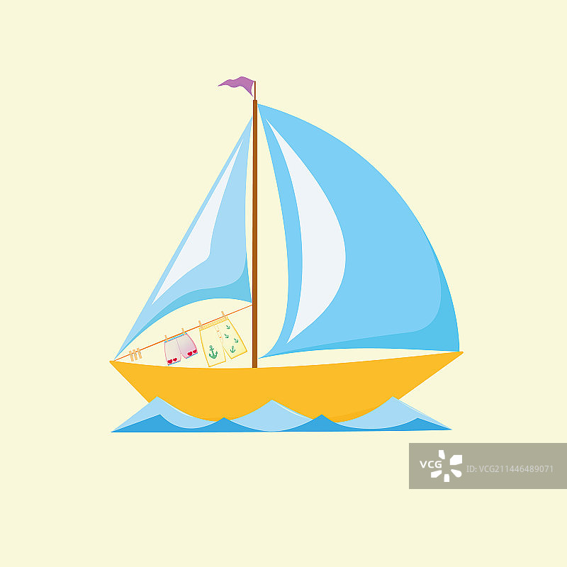 情侣在海浪上航行的帆船图片素材