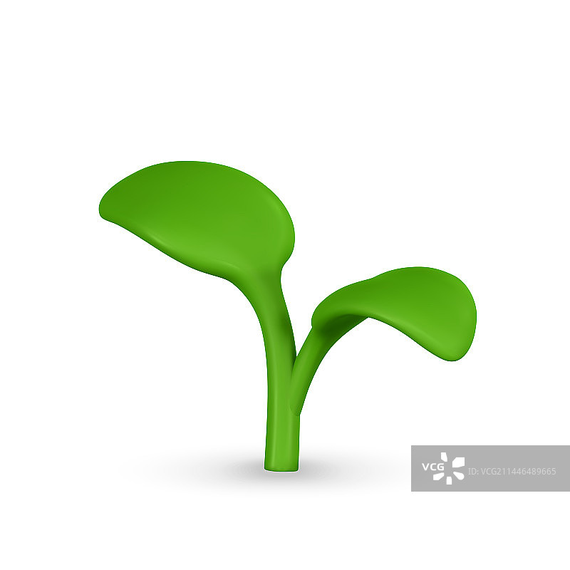 卡通风格的3D逼真绿色嫩芽图片素材