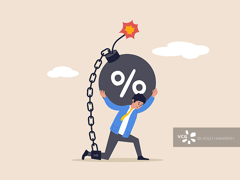 经济衰退概念：债务负担风险图片素材