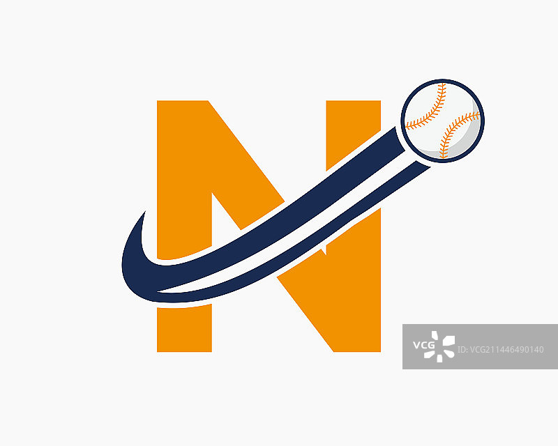 字母N棒球标志概念设计图片素材