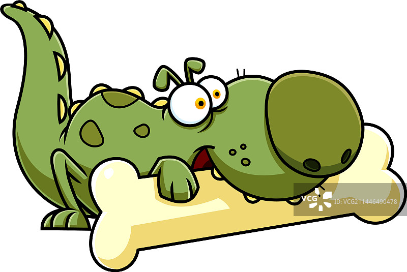 可爱的绿色恐龙小狗卡通角色图片素材