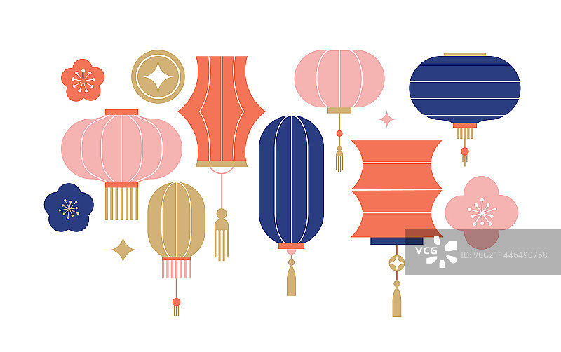 中国风灯笼新年合集图片素材