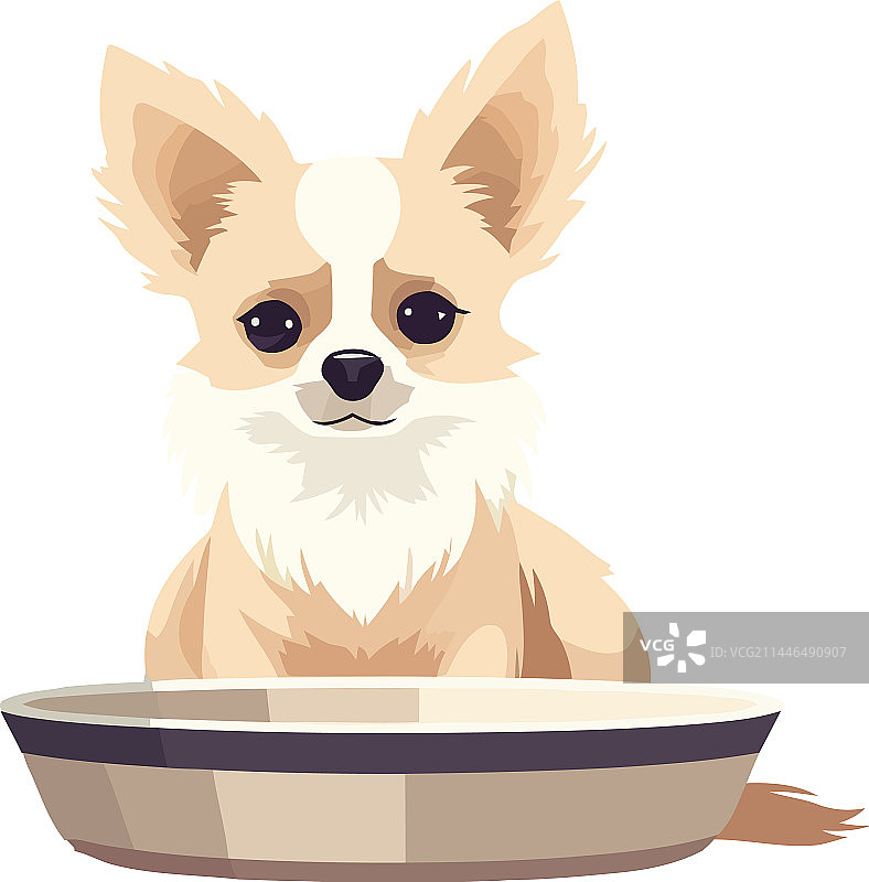 坐在腿上的快乐小狗图片素材