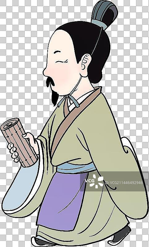 拿着书走路的古代中年人老师人物元素图片素材