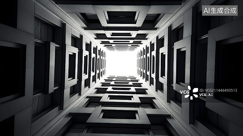 【AI数字艺术】数码商务黑白城市构造抽象图形海报网页PPT背景图片素材