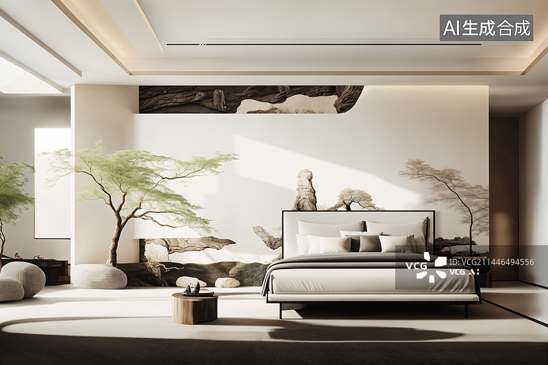 【AI数字艺术】中式写意空间设计图片素材