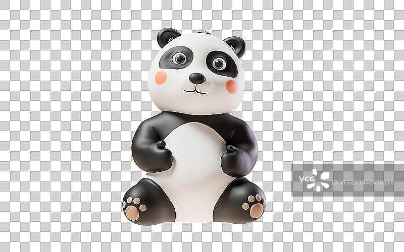 可爱的卡通熊猫角色3D渲染图片素材