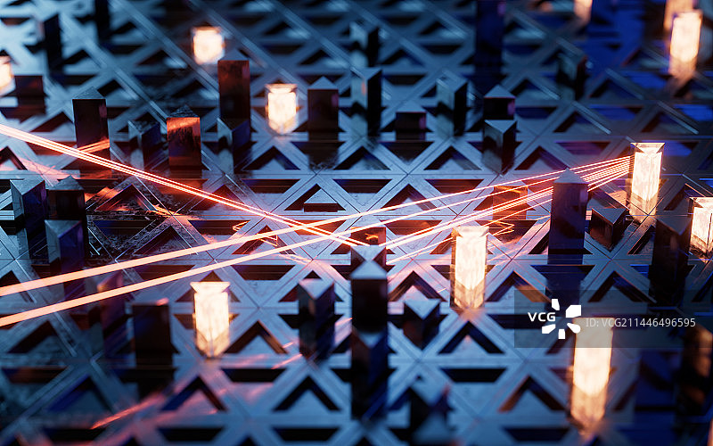 科技感芯片几何体背景3D渲染图片素材