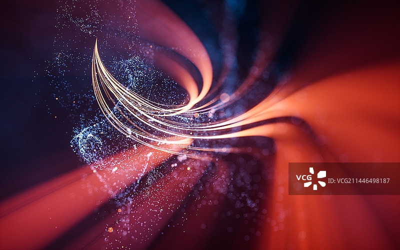 流动的曲线与粒子3D渲染图片素材