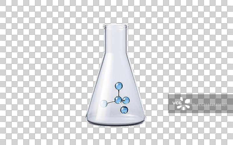 锥形瓶与分子结构3D渲染图片素材