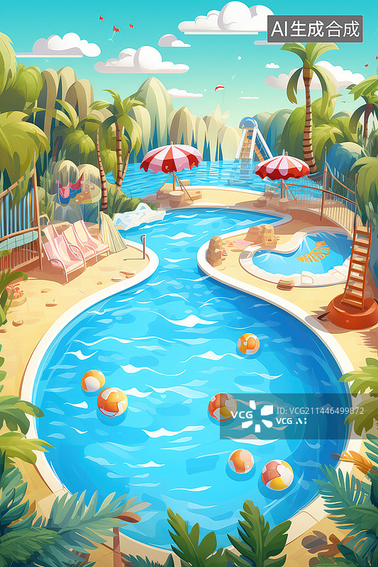 【AI数字艺术】夏天的游乐场图片素材