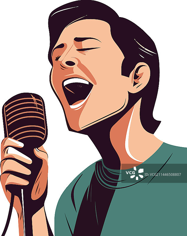 拿着麦克风的年轻人图片素材