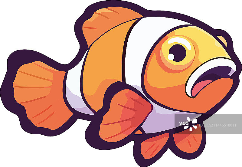 热带珊瑚礁中游泳的可爱卡通鱼图片素材