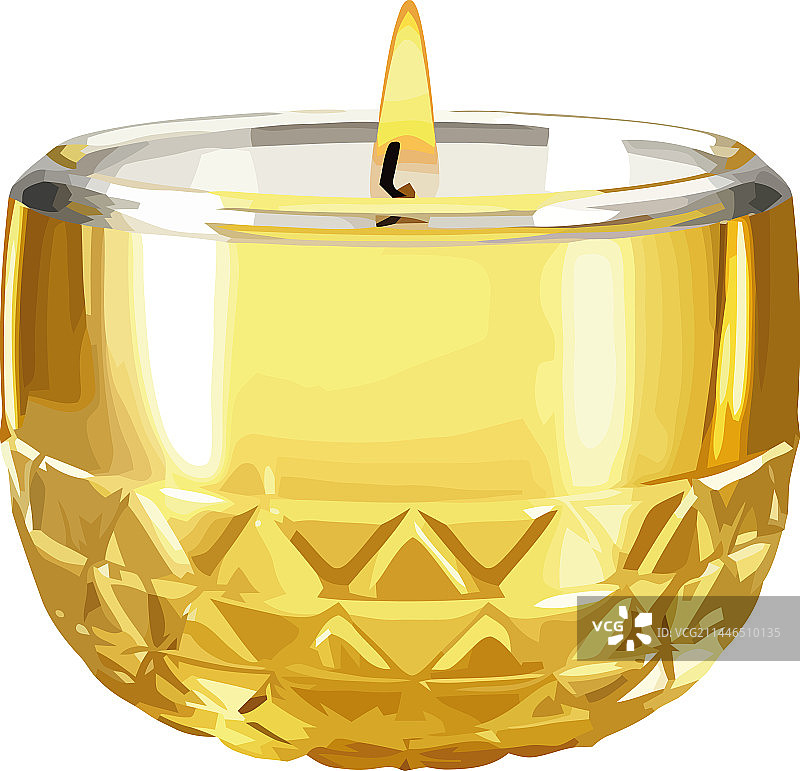 玻璃中燃烧的金色蜡烛图片素材