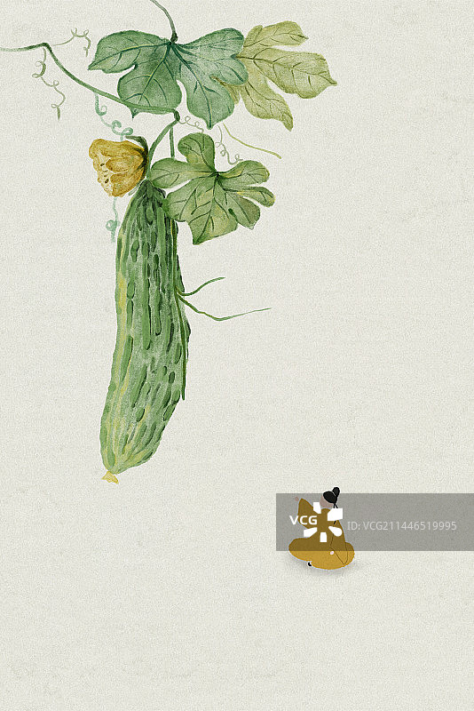 苦尽甘来水彩水墨书签书本封面插画图片素材