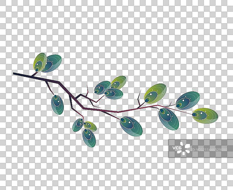 树枝树叶扁平插图图片素材