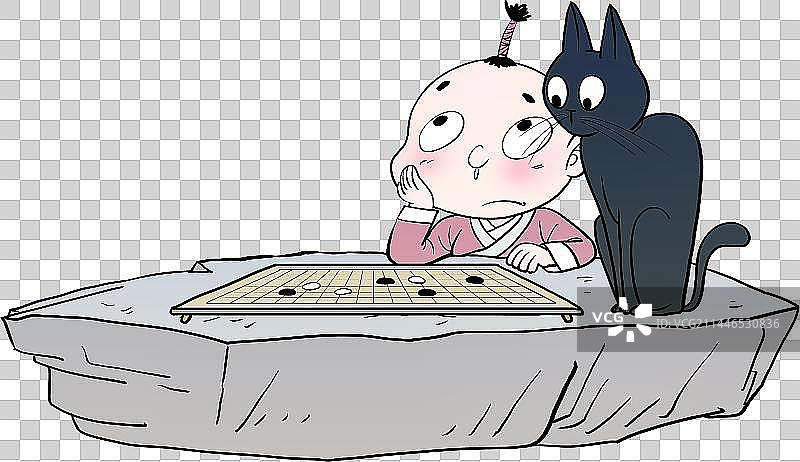 下棋的古代人物元素图片素材