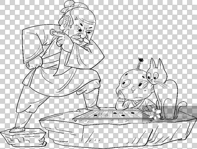 下棋的古代人物元素图片素材